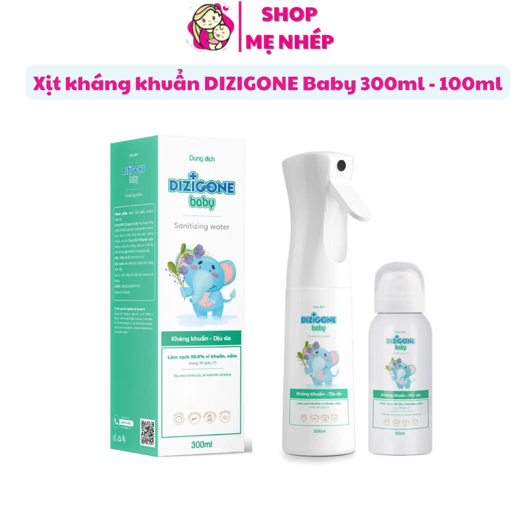 Xịt kháng khuẩn DIZIGONE Baby chai 100ml, 300ml - Vệ sinh tay chân, đồ chơi, đồ dùng cho bé