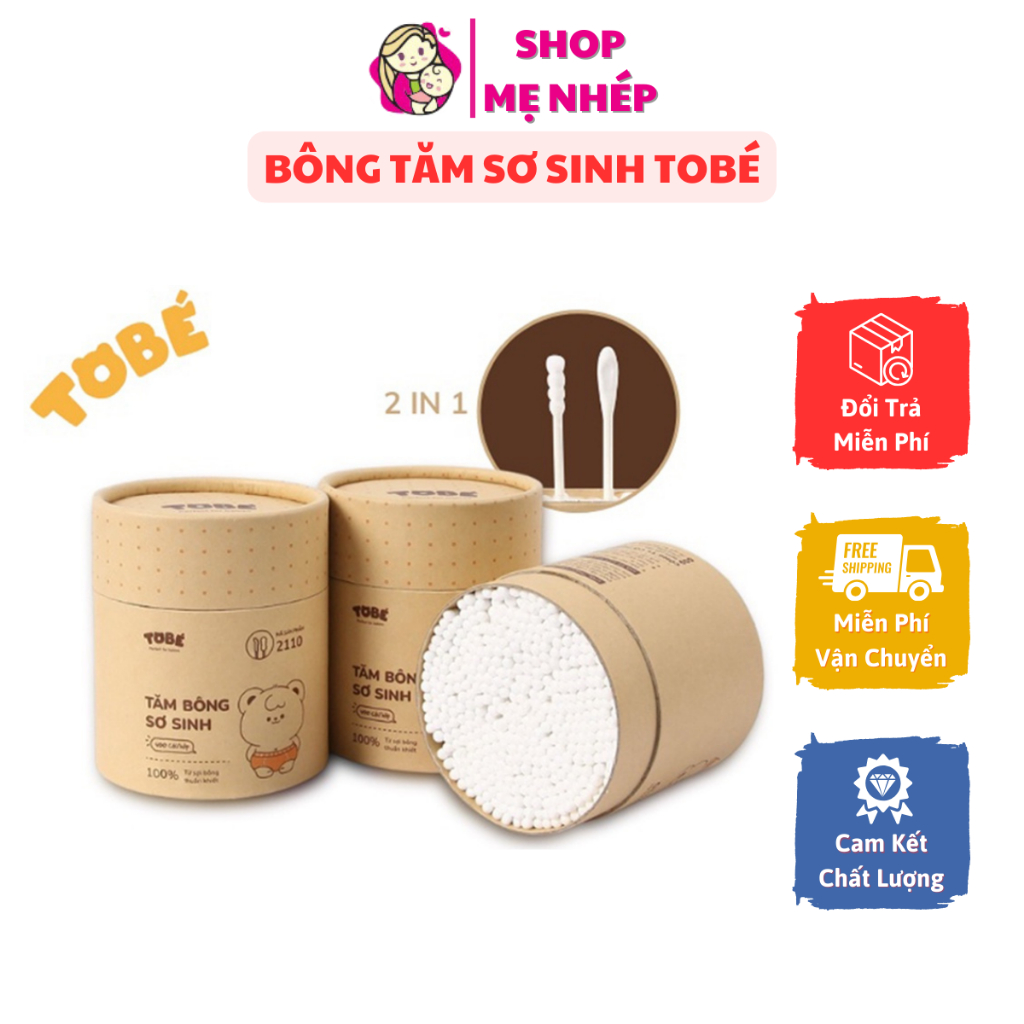 Tăm bông sơ sinh TOBE an toàn cho bé tiện lợi cho cả gia đình hộp 400 chiếc