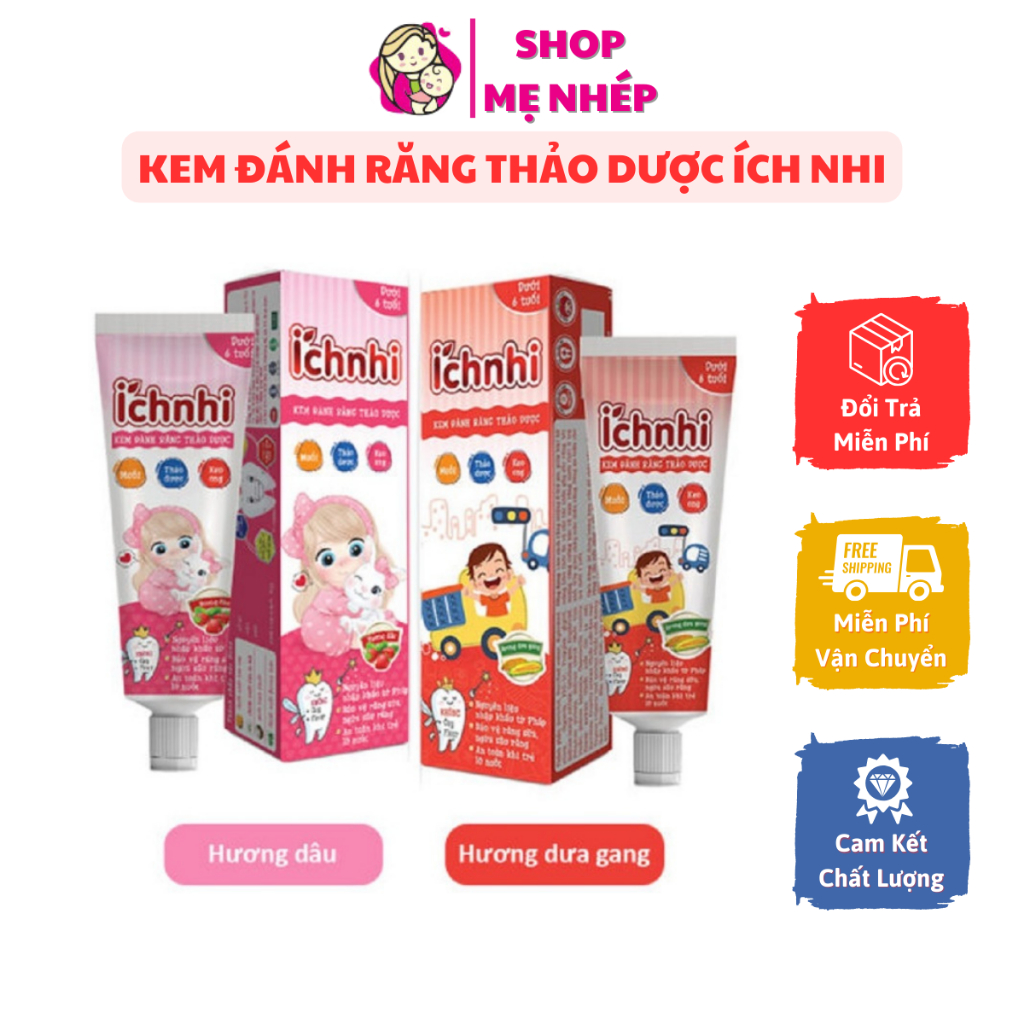 Kem đánh răng thảo dược Ích Nhi tuýp 50g cho bé dưới 6 tuổi giúp ngừa sâu răng